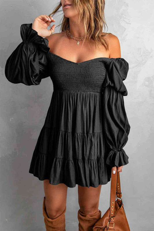 Off-Shoulder Ruffle Mini Dress