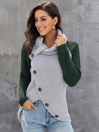 Asymmetrical Button Sweater