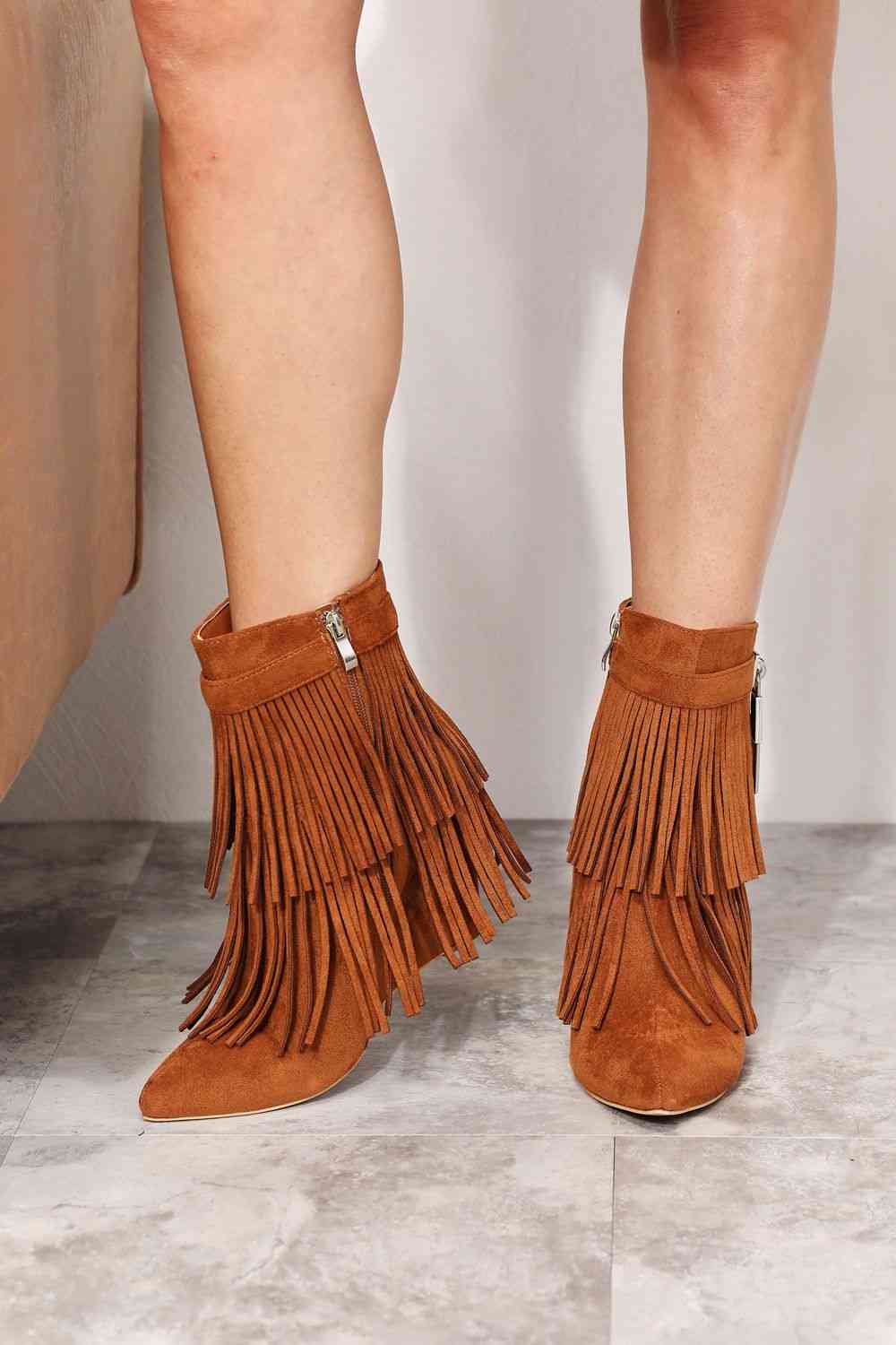 Tassel Wedge Heel Booties