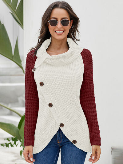 Asymmetrical Button Sweater