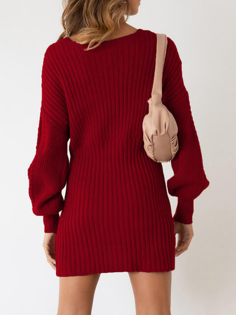 Sweetheart Long Sleeve Sweater Dress